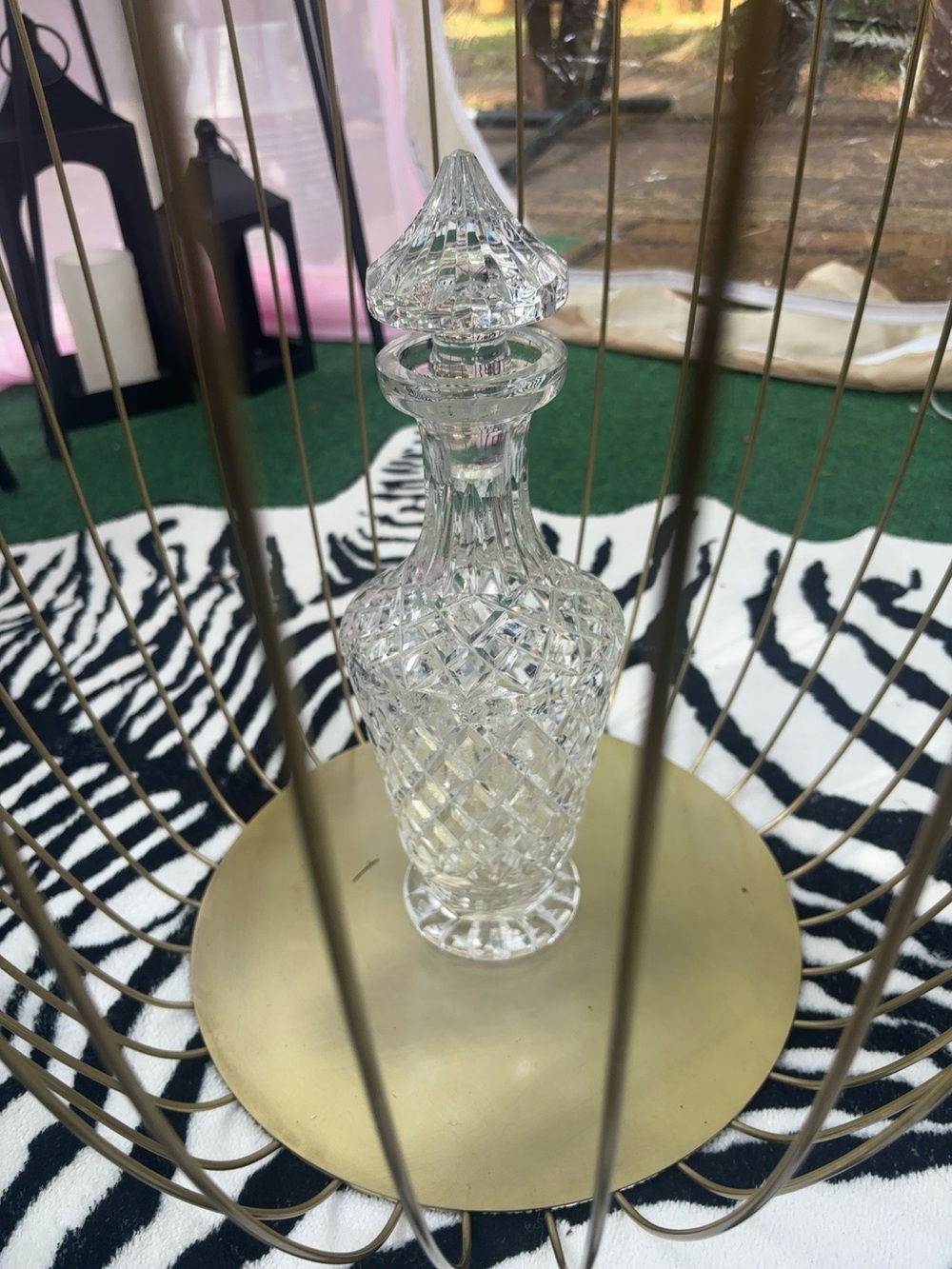 Waterford Crystal Clear Cut Glass Decanter with Faceted Stopper - Clear